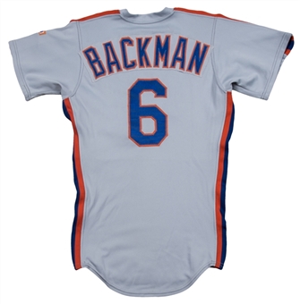 1986 Wally Backman Game Used New York Mets Postseason Road Jersey (MEARS A10)